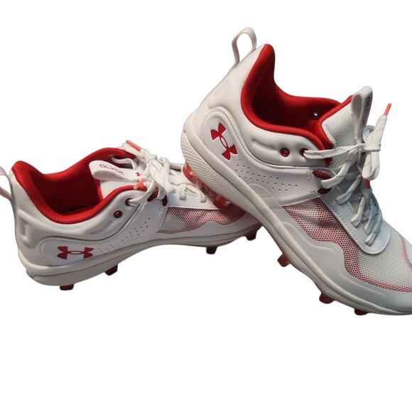 Under Armour Glyde TPU Low Baseball Cleats White Red Men’s Size 10 New - Picture 3 of 5